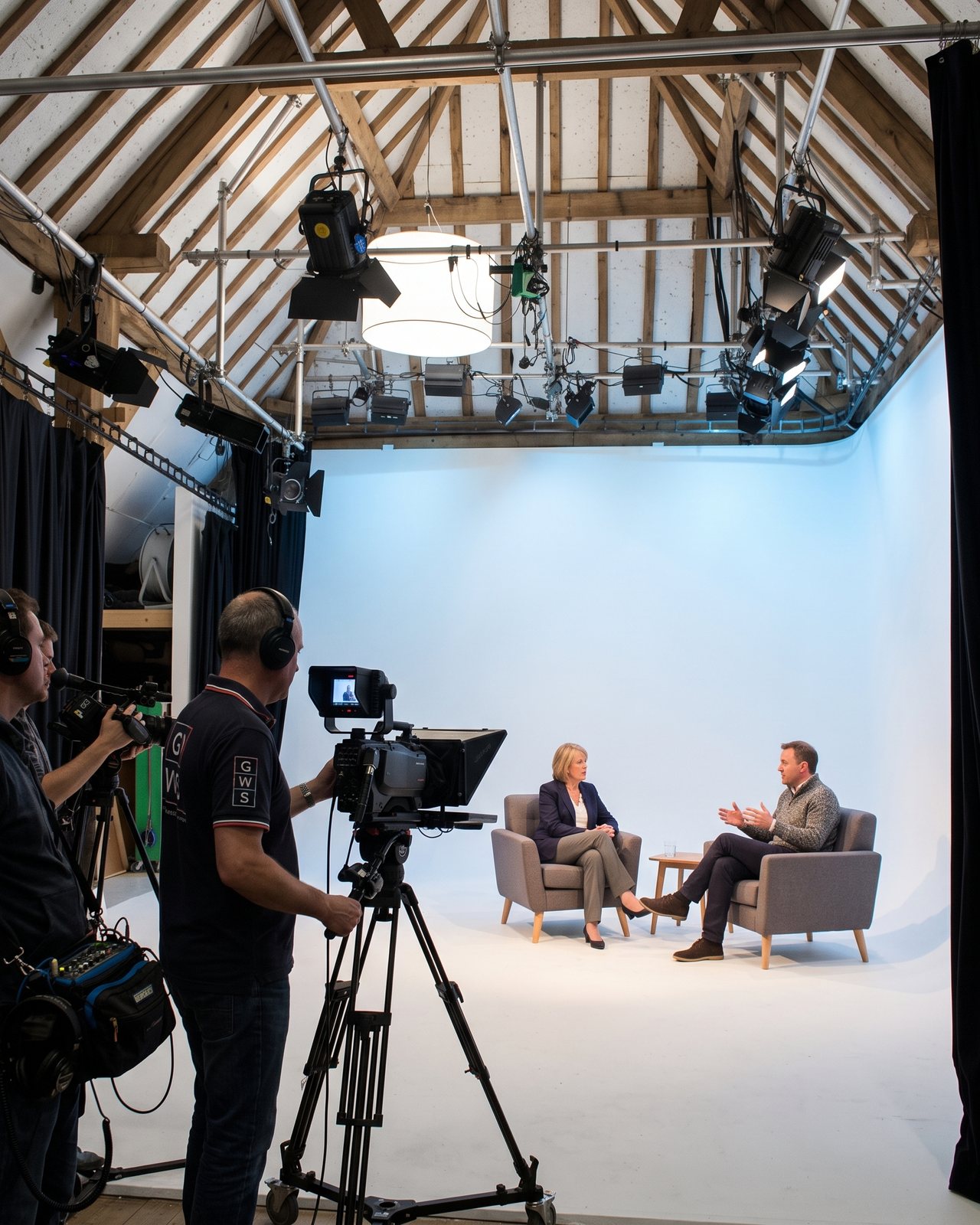 A chat show on the White Space cove in a blue wash