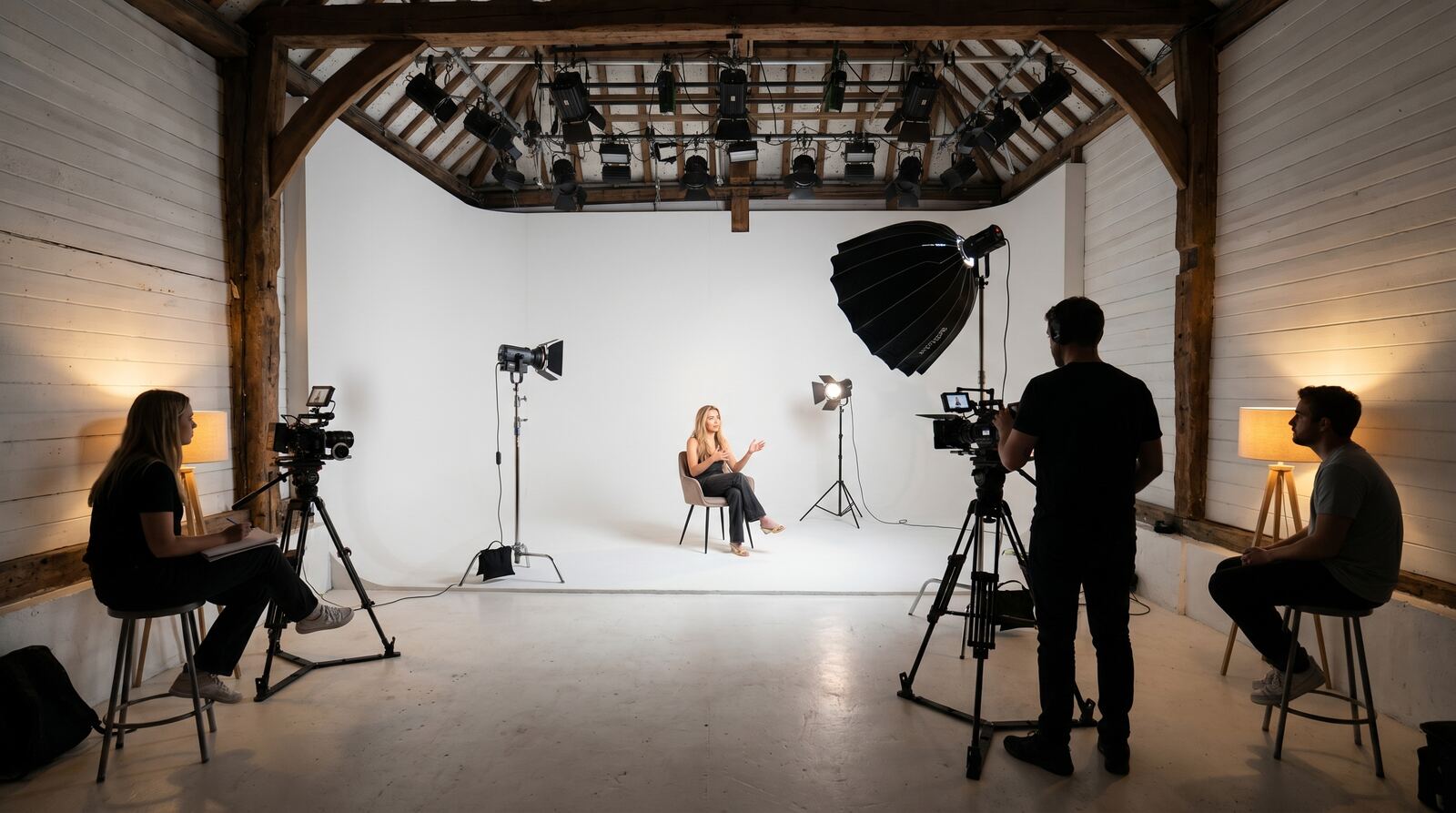 Interview setup being planned in the studio