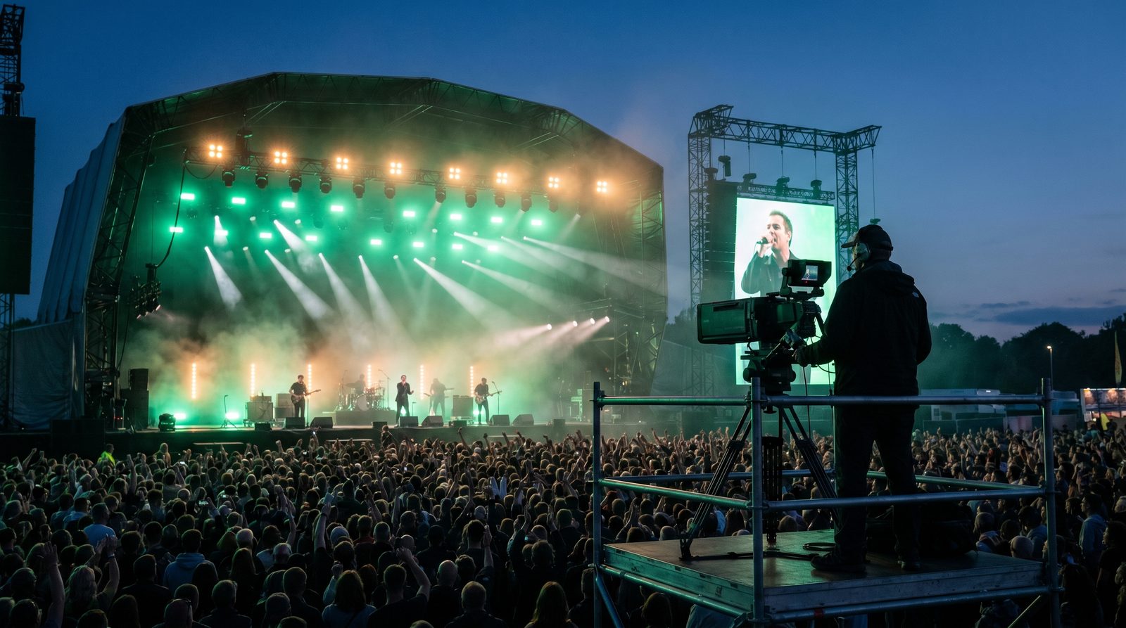 A festival stage filmed live