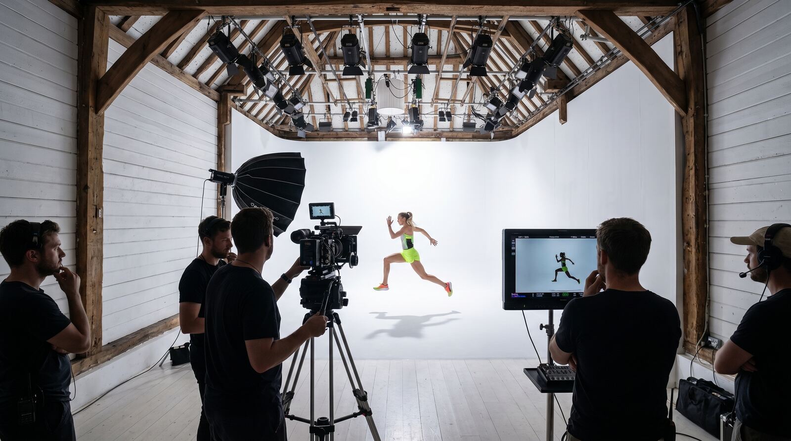 A sports commercial being filmed