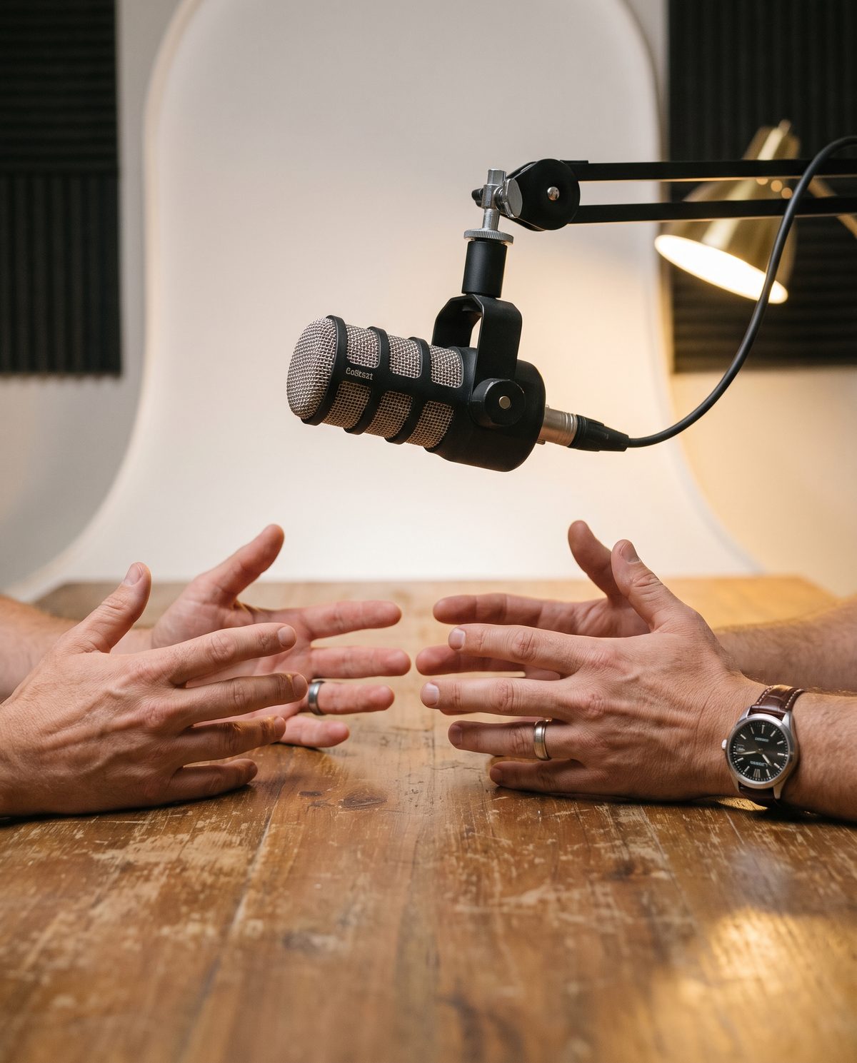 A podcast interview being recorded